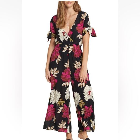 Billabong Womens Small One Piece Jumpsuit Floral Tropical Vacation Summer Fun - Picture 1 of 13
